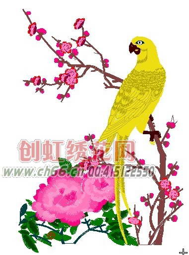 工艺电脑绣_花鸟图</a